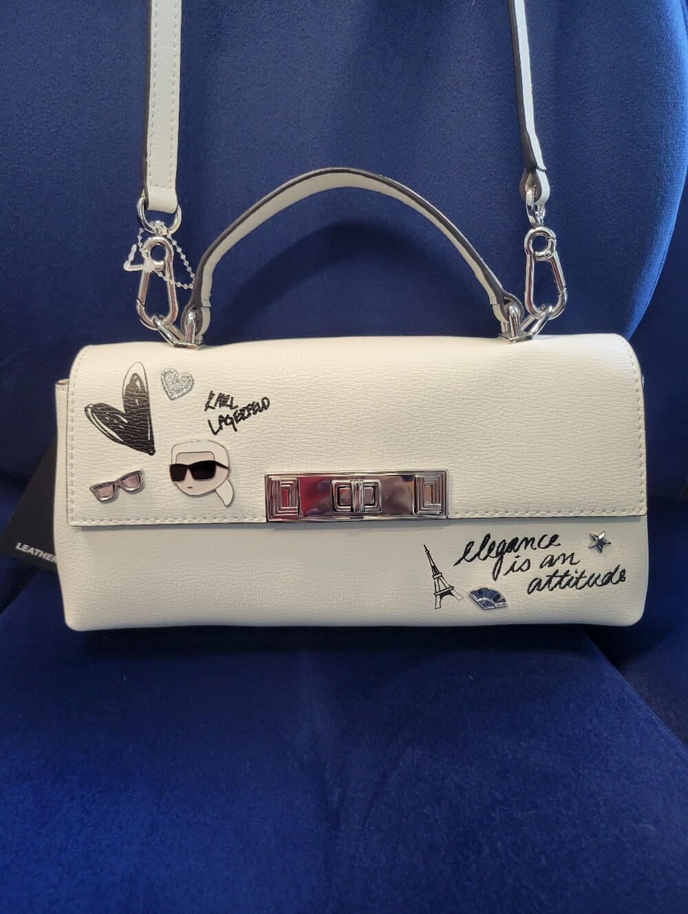 Karl Lagerfeld White Graphic Accent Top-Handle Or Crossbody Bag